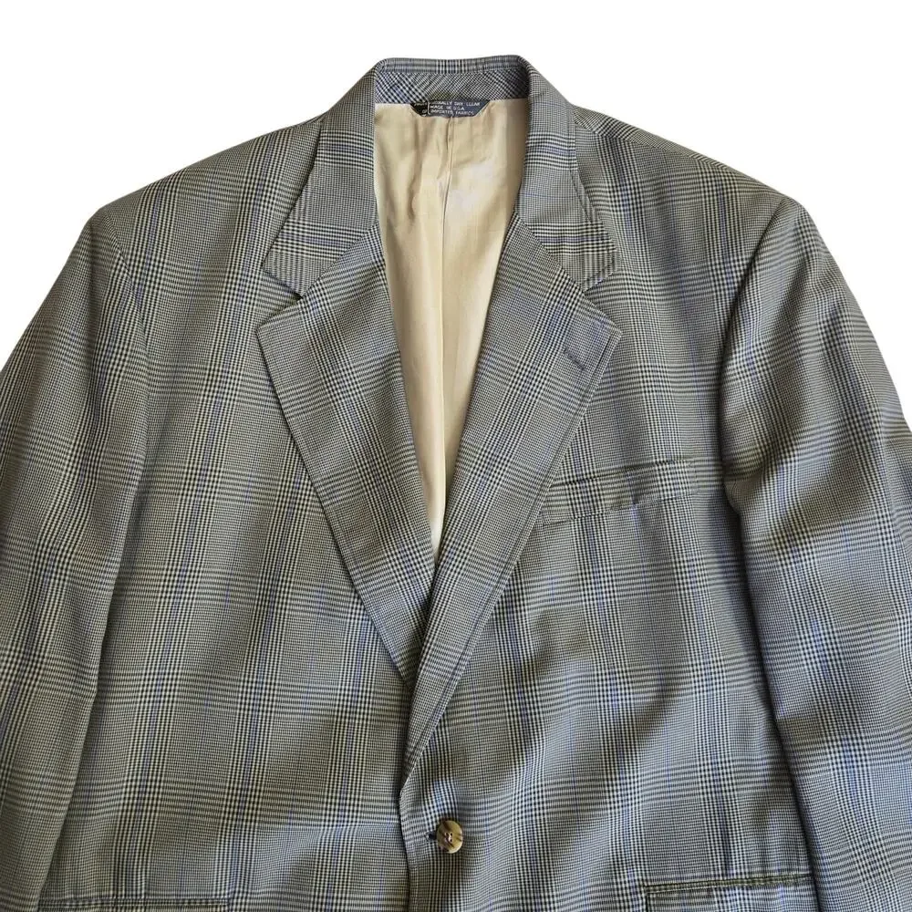 L.L.BEAN Men Vtg 90s Preppy English Countryside Grandpa Classic Plaid Blazer 46R